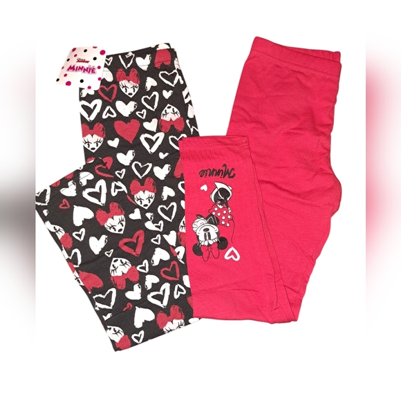 🆕️Disney Minnie Mouse Girls’ 2 Pack Legging Little Kids Sz 6X Red/Black - Picture 2 of 3